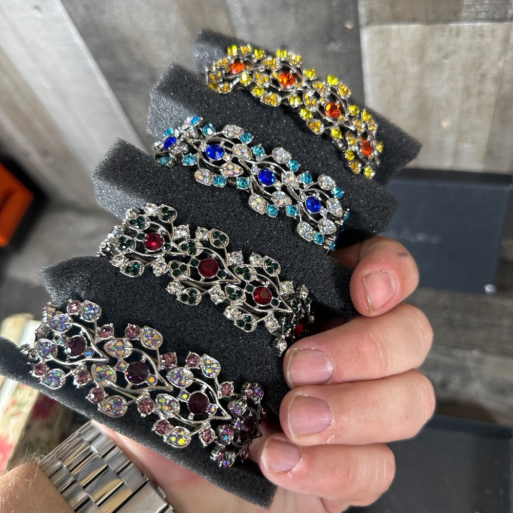 Danbury Mint Seasonal Sensations Set of 4 Colorful Rhinestone Stretch Bracelets - Picture 4 of 5